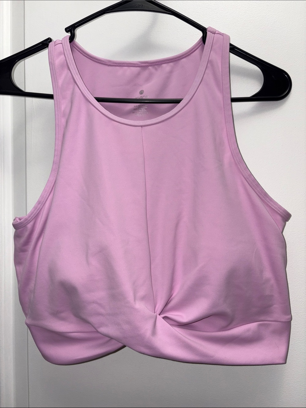 Apana Pink Purple Twist Front Cropped Workout Tank Top Built In Padded Bra Large - Picture 2 of 6
